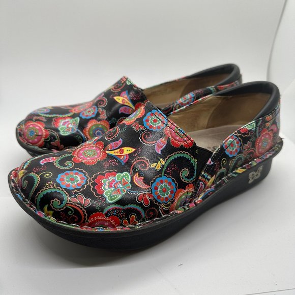 Alegria Shoes - Alegria Deb480 Debra Floral Paisley Shoes Leather Clog Size 7.5 EU38